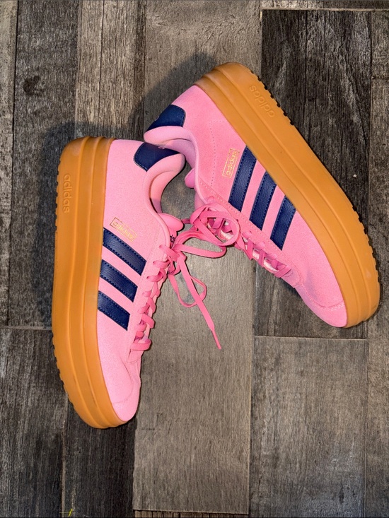 adidas Originals Shoes - adidas Originals Pink Suede Sneakers with Navy Stripes and Gum Outsole
